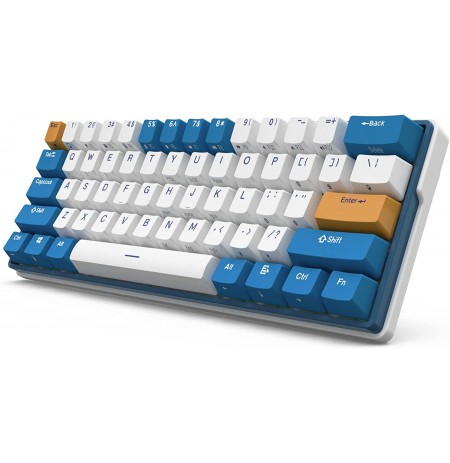 Royal Kludge RK61 Plus valge juhtmeta mehaaniline klaviatuur | 60%, Hot-swap, RGB, Blue Switches, US