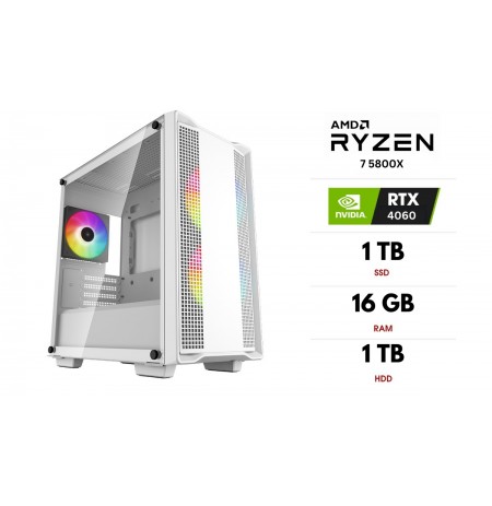 Statsionaarne arvut | AMD Ryzen 7 5800X, 16GB 3200MHz, SSD 1TB, HDD 1TB, RTX 4060