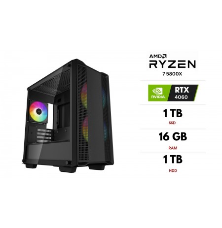 Statsionaarne arvut | AMD Ryzen 7 5800X, 16GB 3200MHz, SSD 1TB, HDD 1TB, RTX 4060