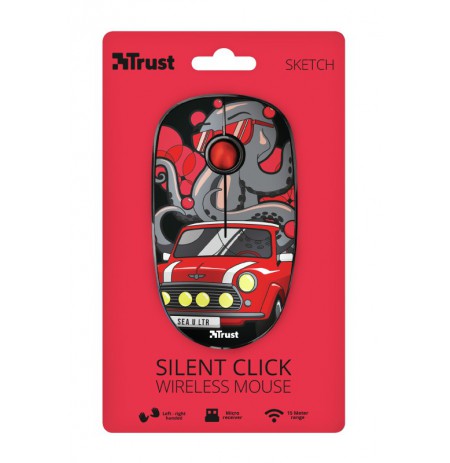 TRUST Sketch Silent Click punane juhtmevaba hiir l  1600 DPI