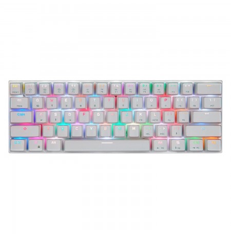 MOTOSPEED CK62 PRO valge juhtmevaba 60% mehaaniline RGB-taustvalgustusega klaviatuur (US, Red switch)