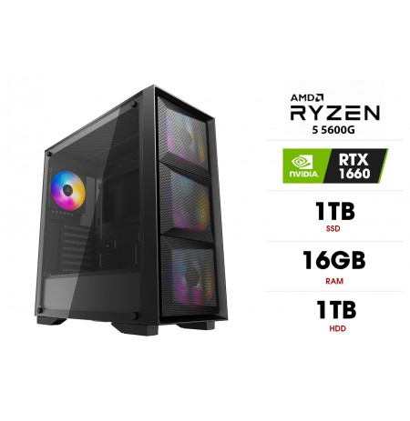 Personaalarvuti | AMD Ryzen 5 5600G, 16GB 3200MHz, SSD 1TB, HDD 1TB, RTX 1660