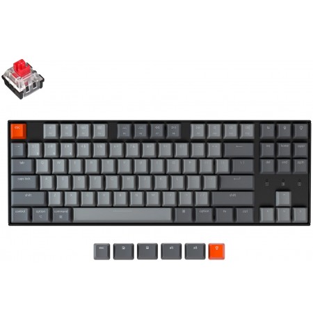 Keychron K8 mehaaniline 80% klaviatuur (traadita, alumiiniumraamiga, RGB, US, LK Red)