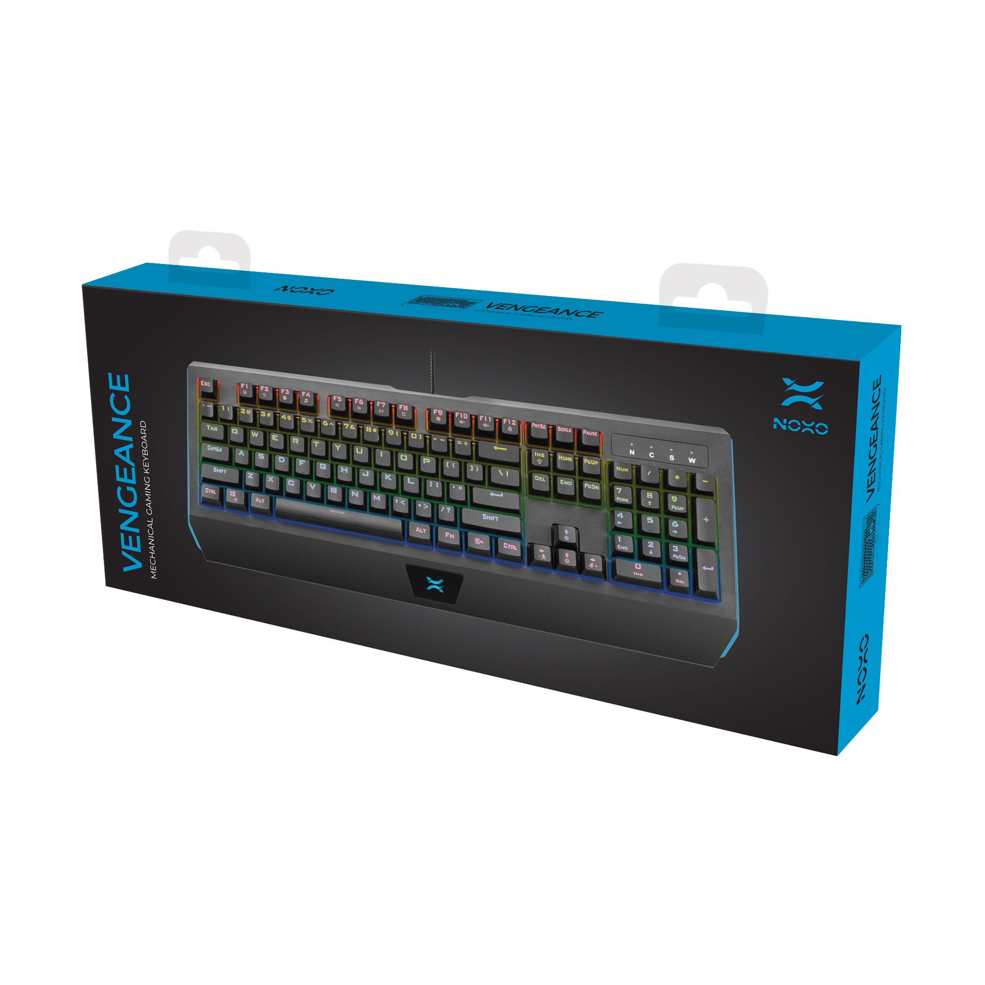 NOXO Vengeance mehaaniline juhtmega RGB klaviatuur l US, Blue Switch