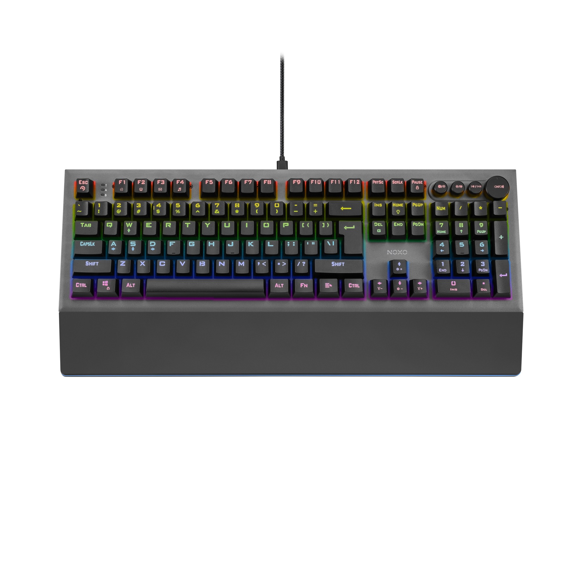 NOXO Conqueror mehaaniline juhtmega RGB klaviatuur l US, Blue Switch