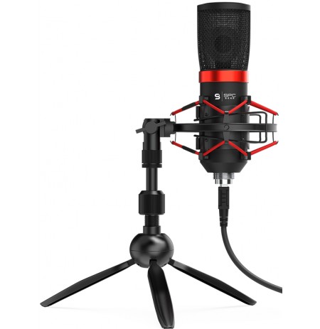 SPC Gear SM950T must kondensaatormikrofon koos juhtmega + hoidik | USB