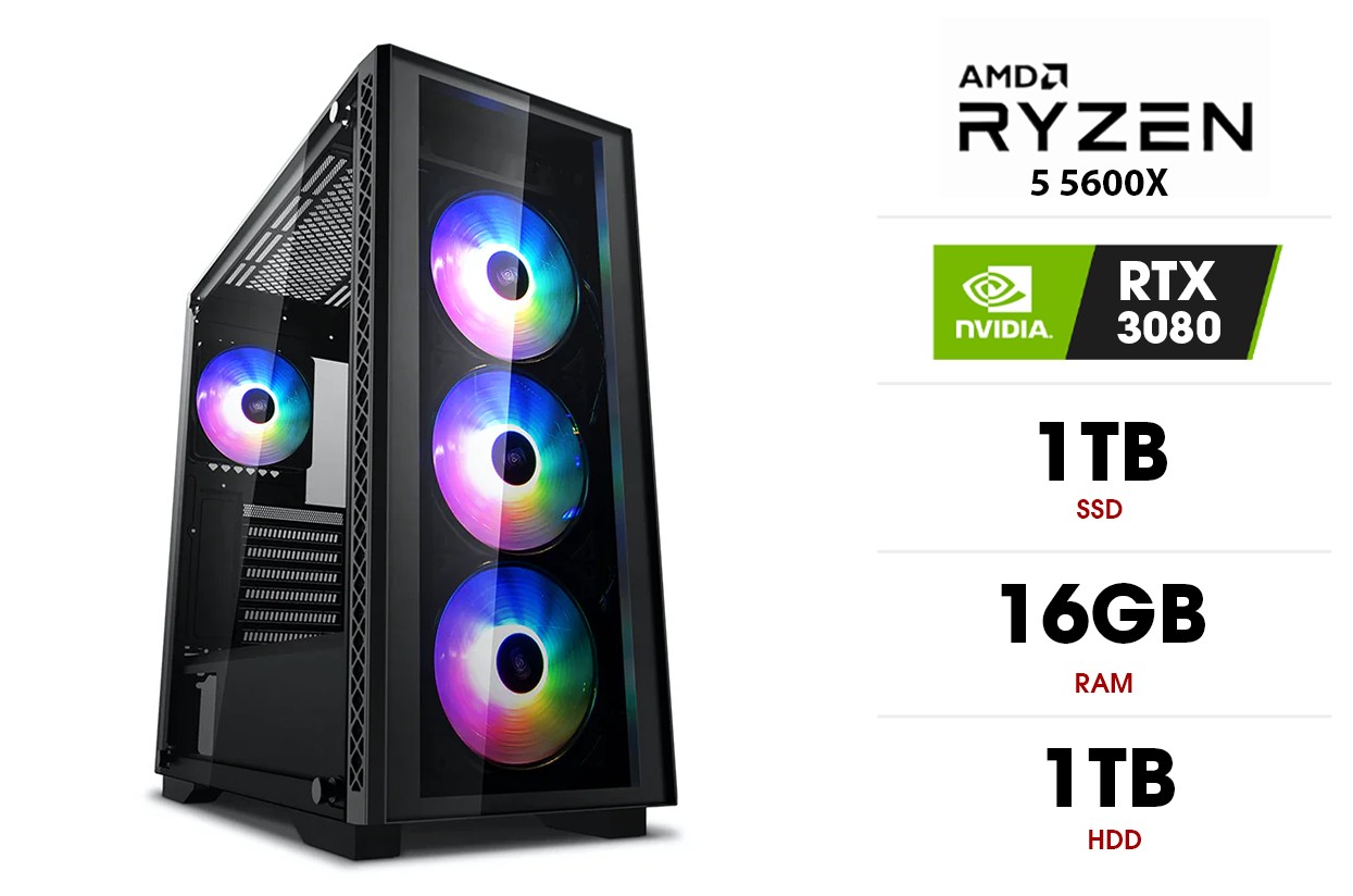 Personaalarvuti | AMD Ryzen 5 5600X, 16GB 3200MHz, SSD 1TB, HDD 1TB, RTX 3080