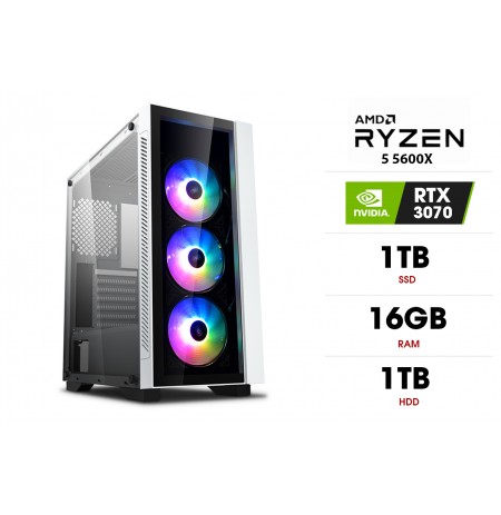 Statsionaarne arvuti | AMD Ryzen 5 5600X, 16GB 3200MHz, SSD 1TB, HDD 1TB, RTX 3070
