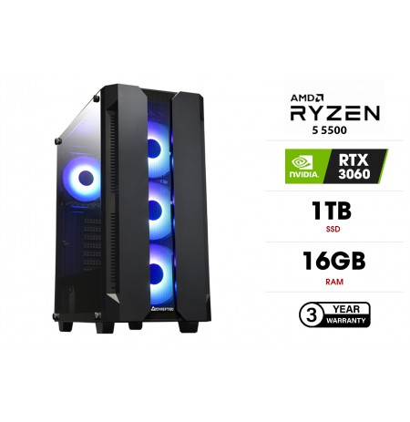 Statsionaarne arvuti | Ryzen 5 5500, 16GB, SSD 1TB, RTX3060 12GB