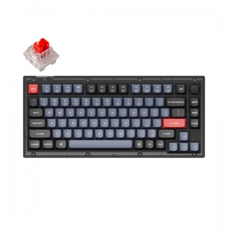 Keychron V1 75% Mehaaniline klaviatuur (ANSI, Frosted Black, RGB, Hot-swap, US, Pro Red Switch)