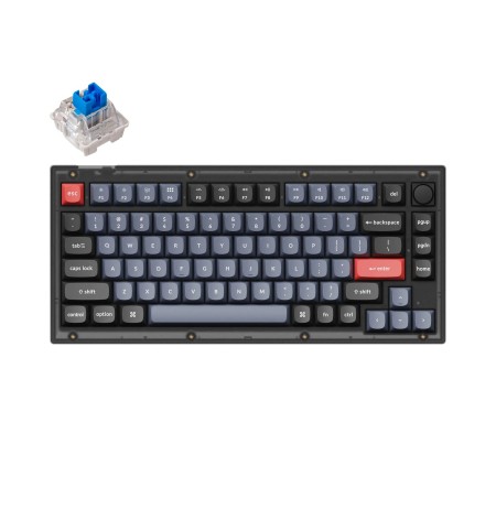 Keychron V1 75% Mehaaniline klaviatuur (ANSI, Frosted Black, RGB, Hot-swap, US, Pro Blue Switch)