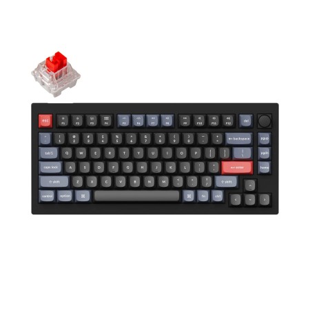 Keychron V1 75% Mehaaniline klaviatuur (ANSI, Carbon  Black, RGB, Hot-swap, US, Pro Red Switch)