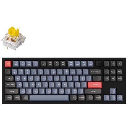 Keychron Q3 80% Carbon Black mehaaniline klaviatuur (ANSI, RGB, Hot-Swap Gateron G Pro Yellow Switch)
