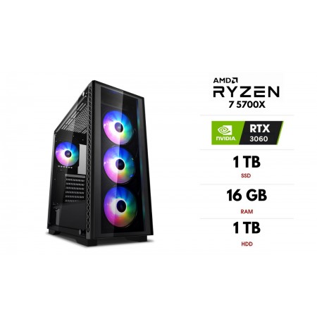 Statsionaarne arvut | AMD Ryzen 7 5700X, 16GB 3200MHz, SSD 1TB, HDD 1TB, RTX 3060
