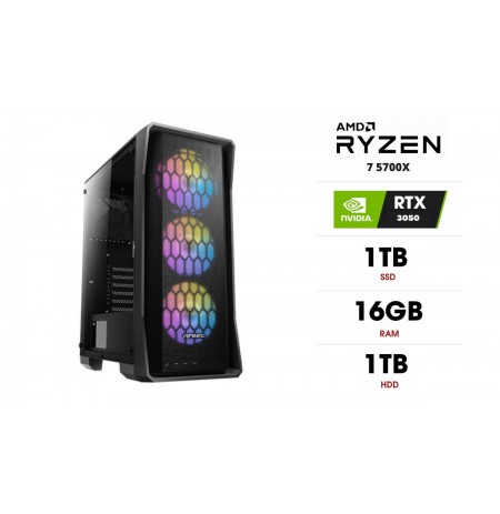 Statsionaarne arvut | AMD Ryzen 7 5700X, 16GB 3200MHz, SSD 1TB, HDD 1TB, RTX 3050