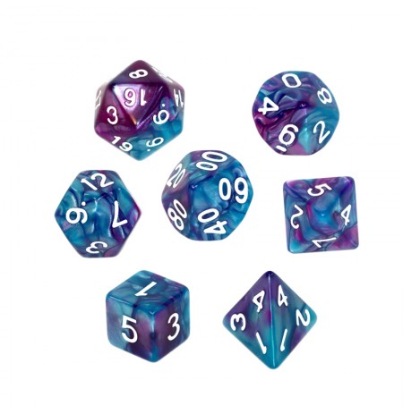 REBEL RPG Dice Set - Two Color - Blue and Purple
