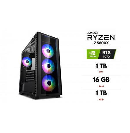 Statsionaarne arvut | AMD Ryzen 7 5800X, 16GB 3200MHz, SSD 1TB, HDD 1TB, RTX 4070